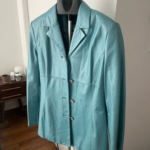Danier 100% Genuine Leather Teal Women's Blazer